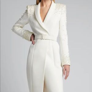 BADGLEY MISCHKA COLLECTION Embellished Long-Sleeve Scuba Coat Dress size 8